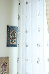 Ivory Floral embroidery sheer Curtain