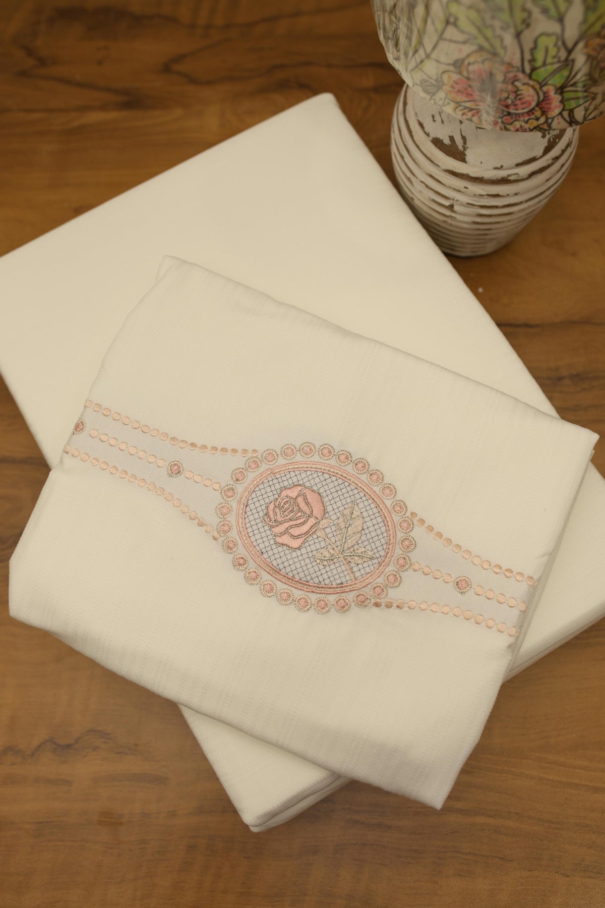Bedsheets - Queen Premium Embroidery Bedsheet – Blush Rose Solid