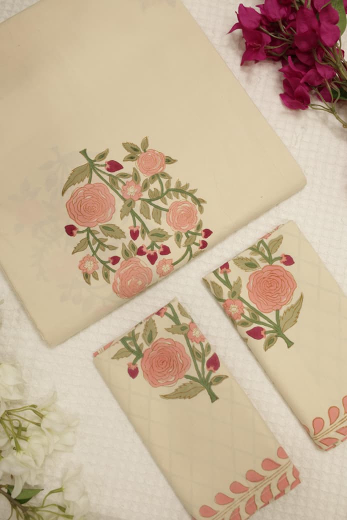 Bedsheets-Queen Percale handblock cotton bedsheets