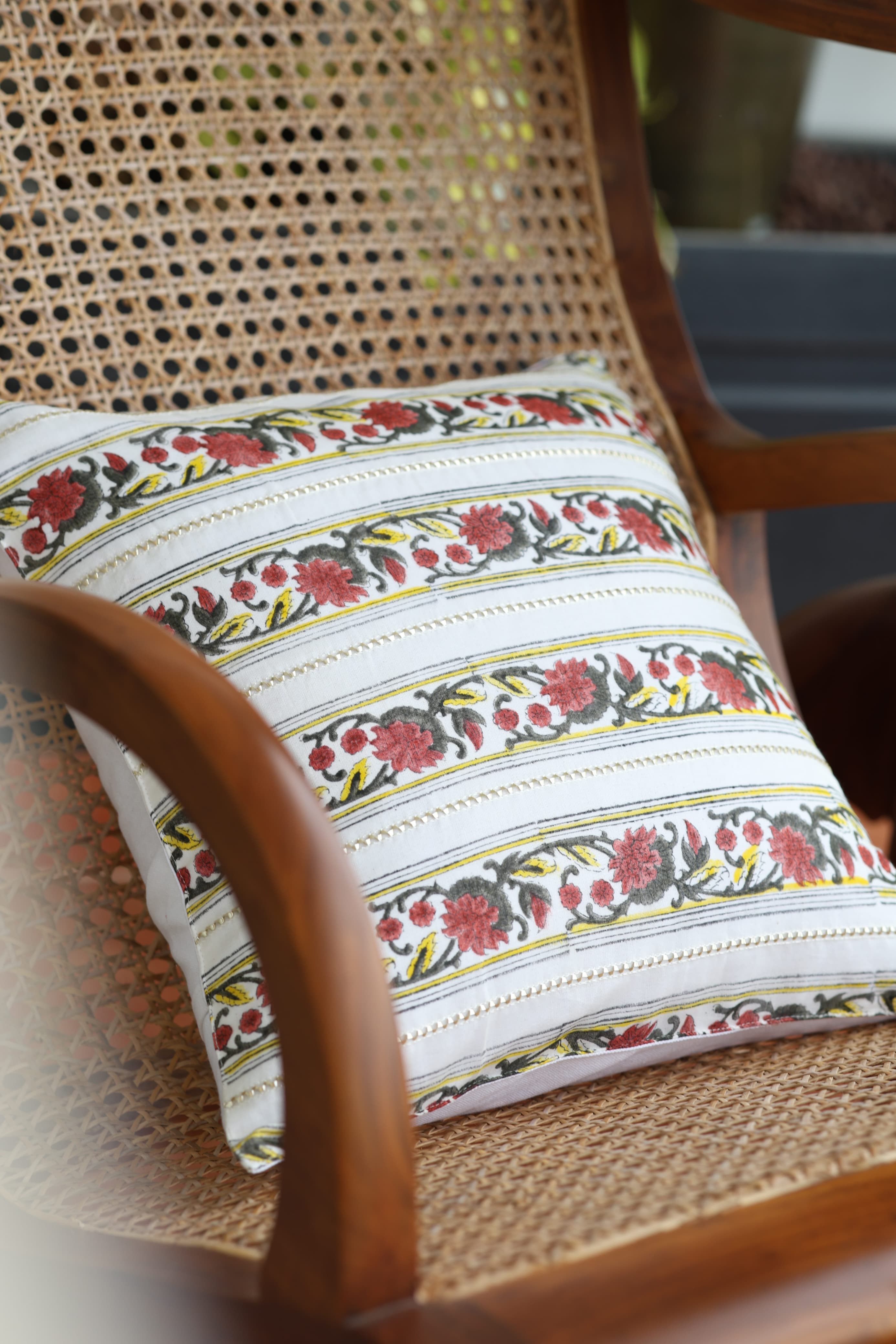 Onam Handblock Cushion Covers - 16*16 inches