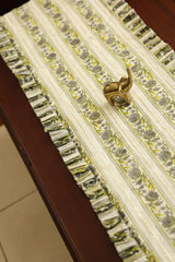 Onam Handblock Table Runner with Ruffled Edges - 4 seater