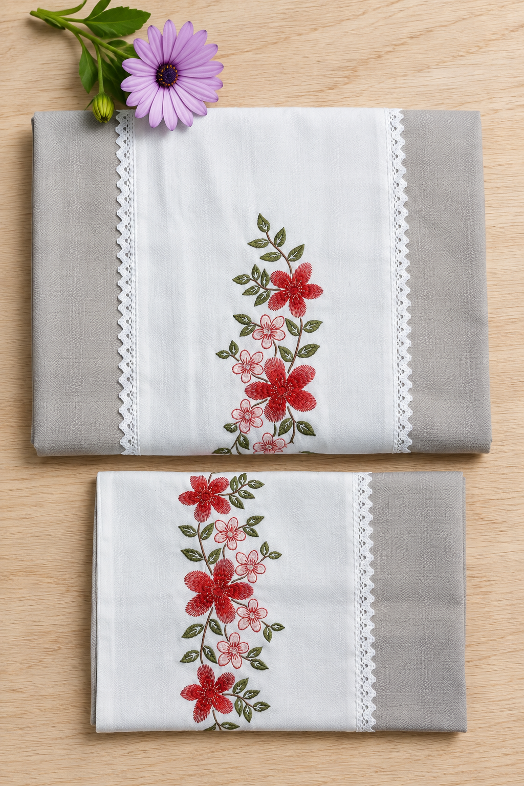 Bedsheets - King premium machine embroidery bedsheets lace bedsheets