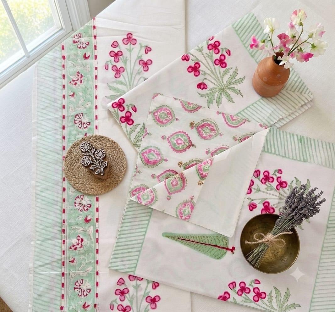 Bedsheets - King Percale cotton handblock bedsheets