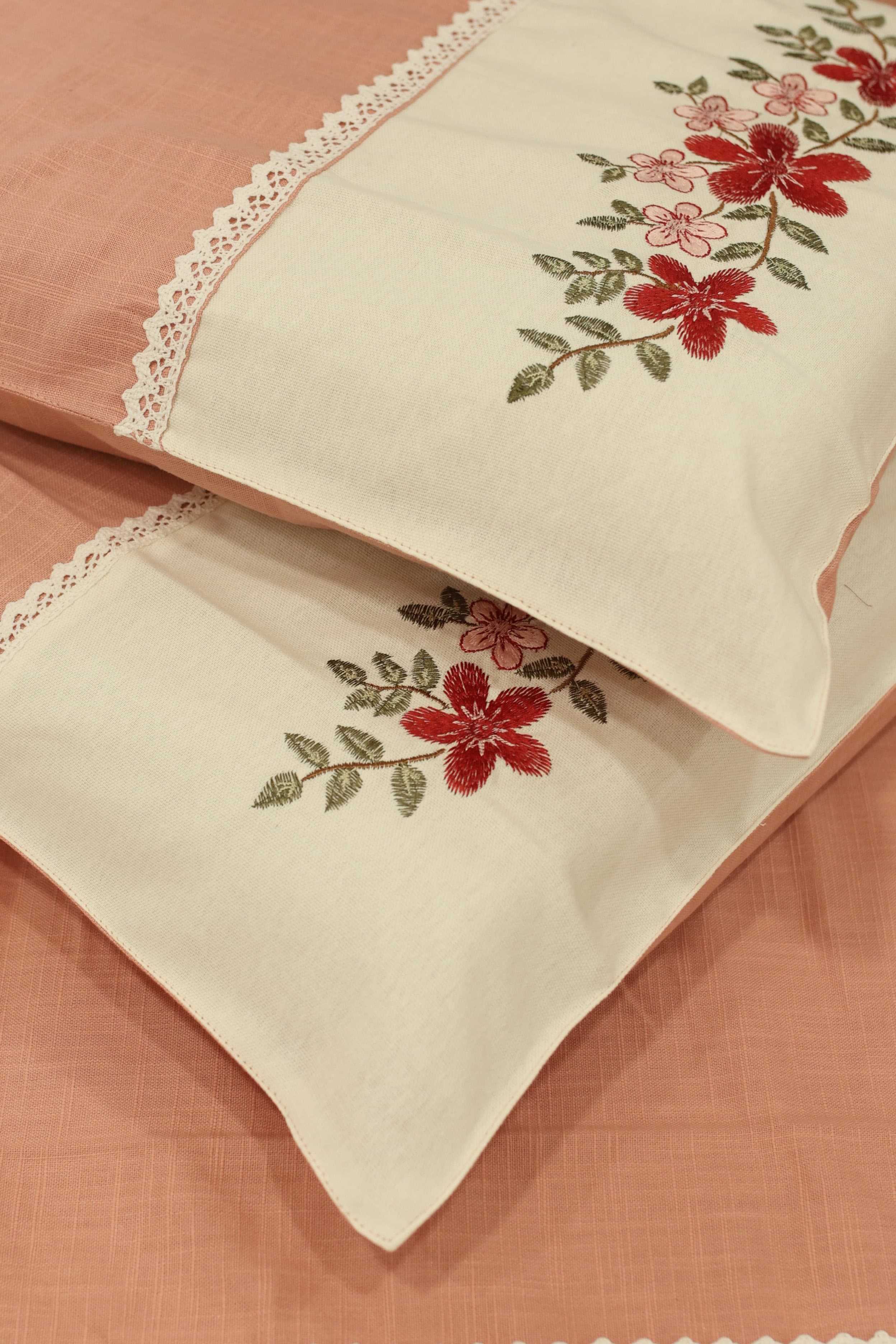 Bedsheets - King premium machine embroidery bedsheets lace bedsheets