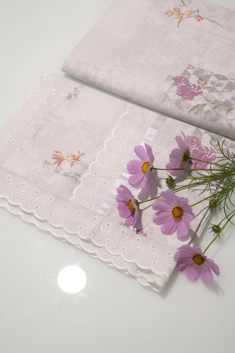 Bedsheets - Queen soft cotton lace bedsheets flora & lace