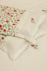 Premium Cross stitch Embroidery Cotton King Size Bedspread Set Cottage collections 1