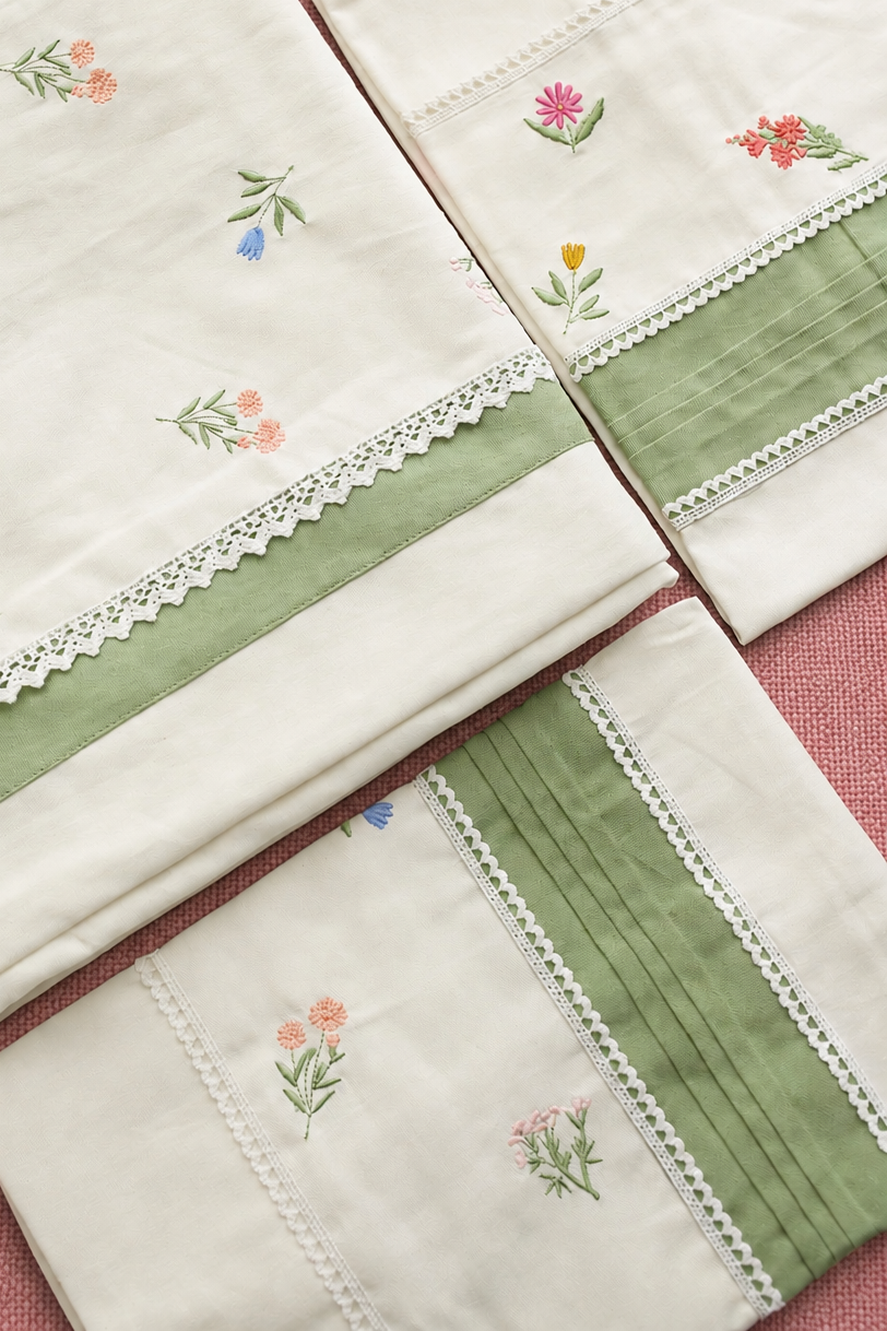 Bedsheets - King premium Machine Embroidery Bedsheet multi