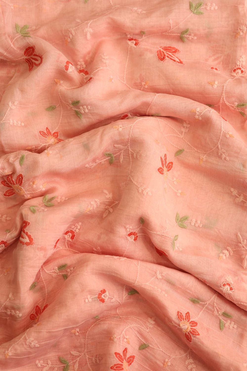 Fabrics - Chanderi embroidery kurti fabric