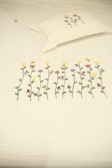 Bedsheets - single premium machine embroidery White bedsheets