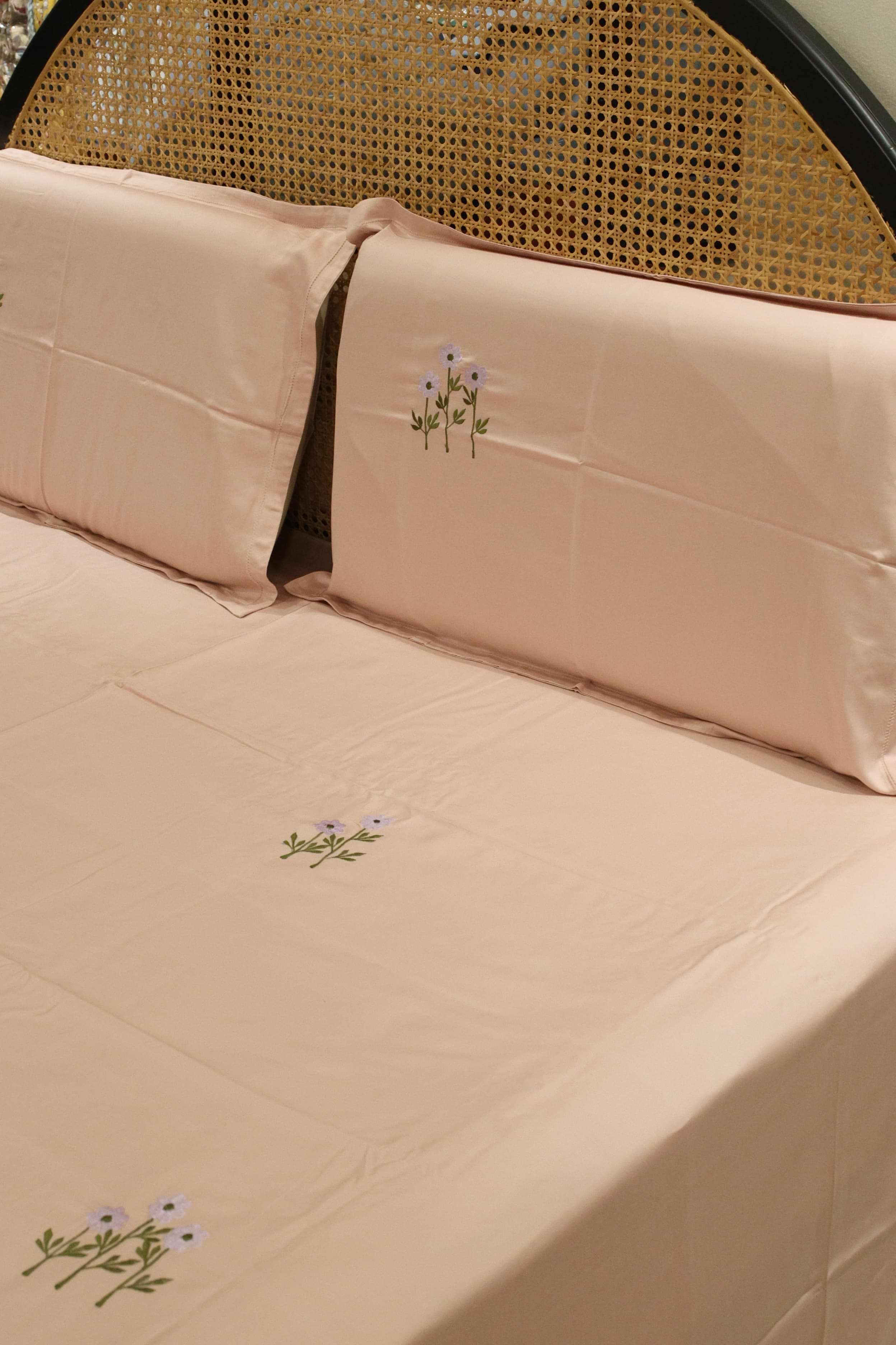 King Size Premium Machine Embroidery Bedsheet Set with 2 Pillow Covers (108x108")