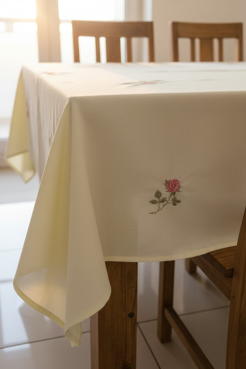 Table cloth - 6 𝘀𝗲𝗮𝘁𝗲𝗿 cross stitch embroidery