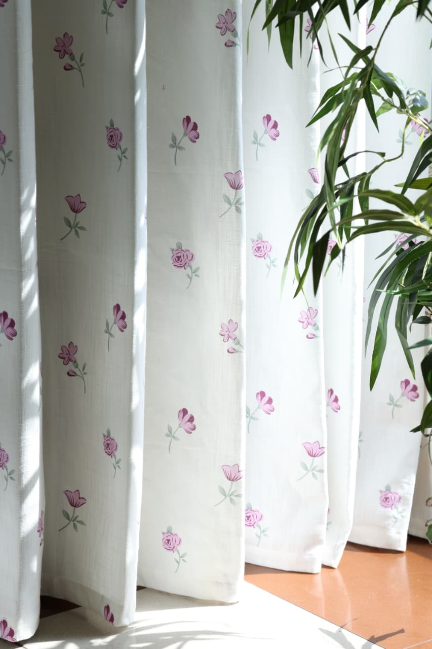 Curtains - Blush Garden Floral Opaque Curtain