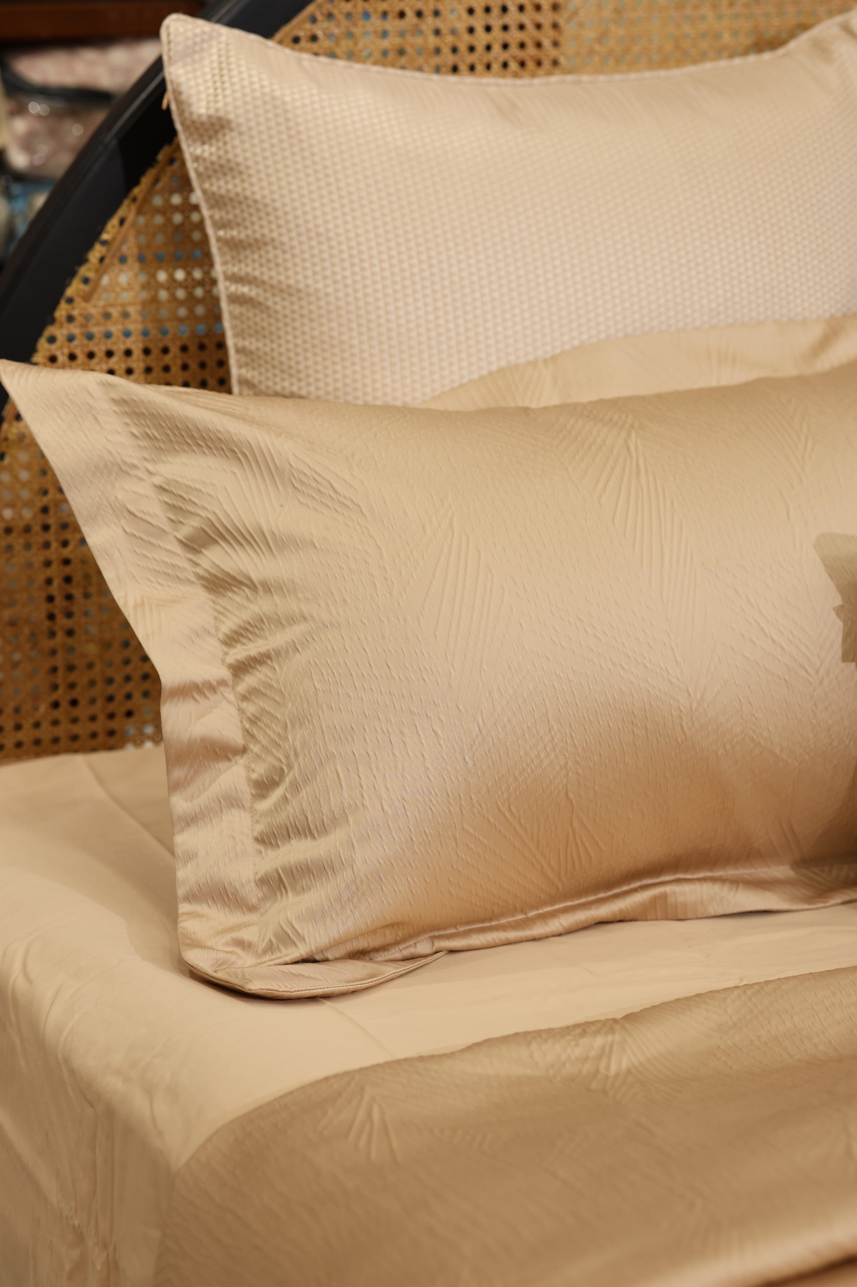 Champagne Luxe Cotton Bed Linen Ensemble with Duvet Cover Ddecor