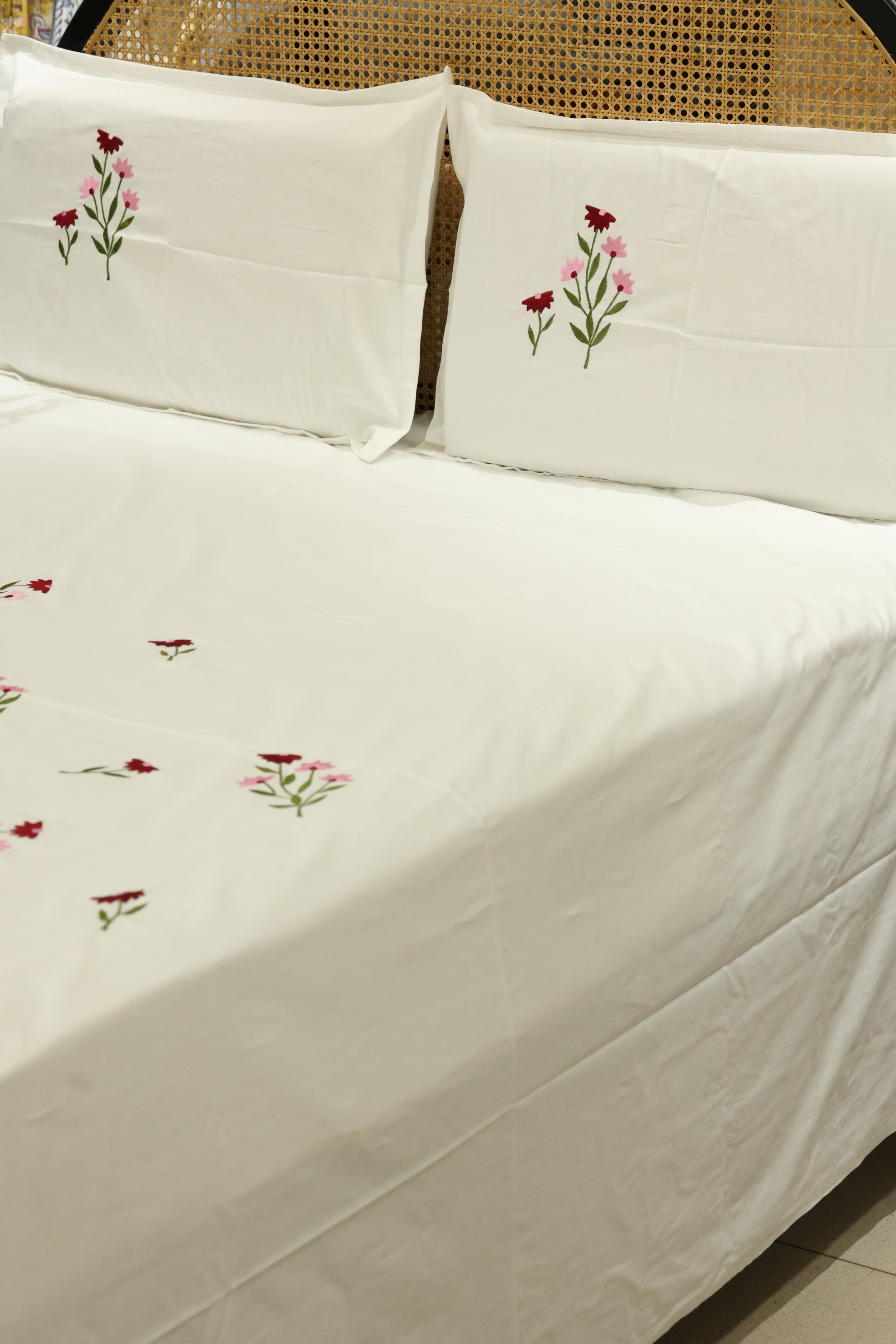 King Size Premium Machine Embroidery Bedsheet Set with 2 Pillow Covers (108x108")