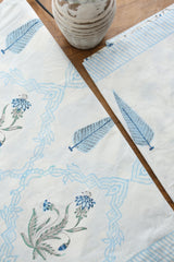 Bedsheets - Queen percale cotton handblock white lily bedsheets