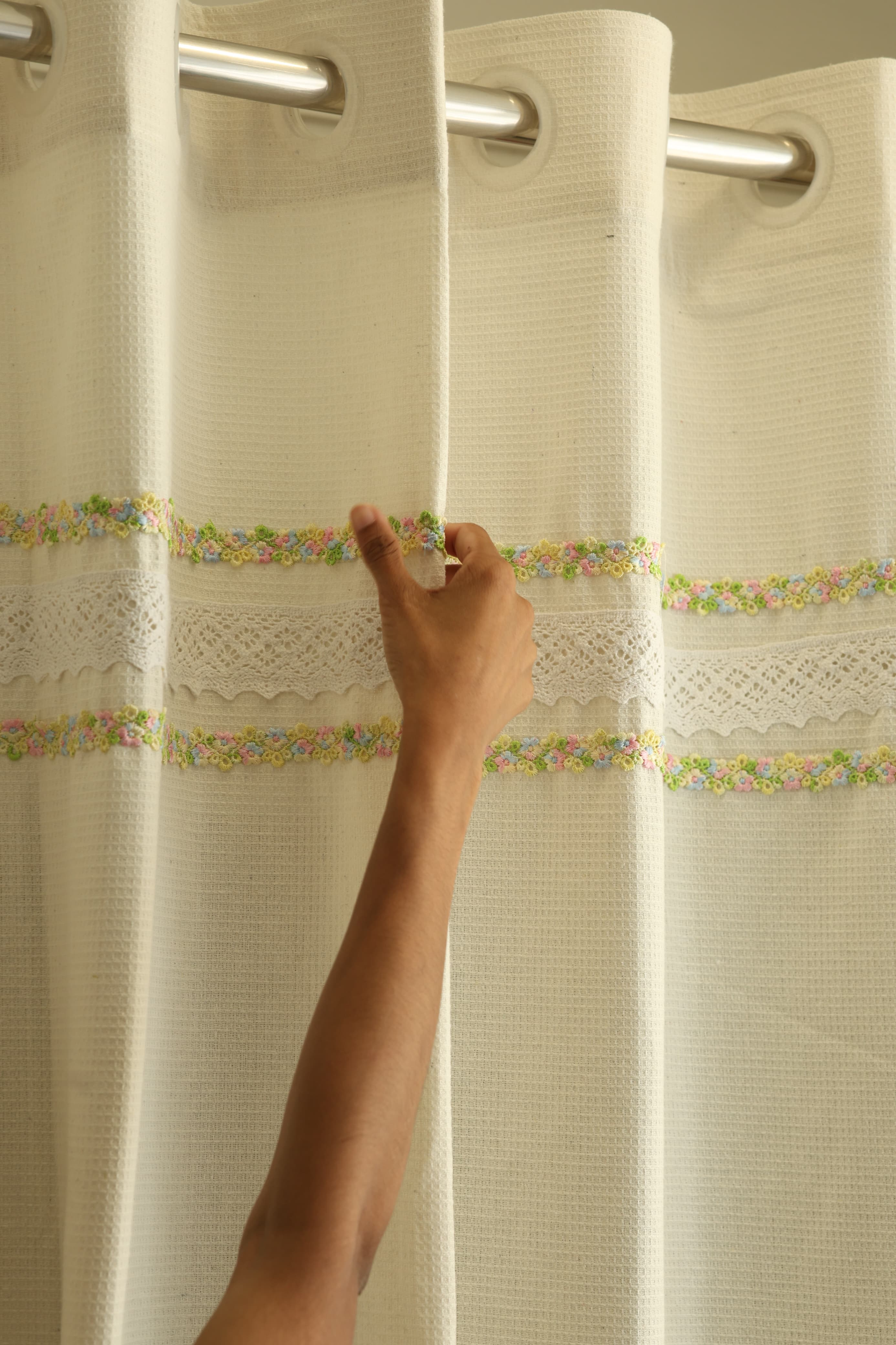 Embroidery Opaque Curtain Rainbow