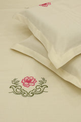 Bedsheets - Queen Premium machine embroidery bedspread off white base