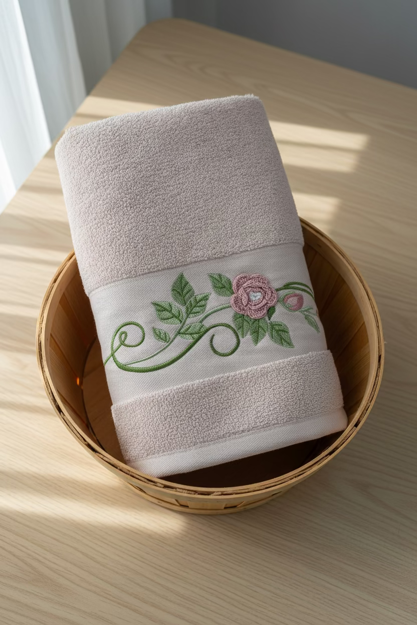 Premium Floral Embroidery  Bath Towel – Pastel