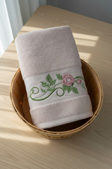 Premium Floral Embroidery  Bath Towel – Pastel