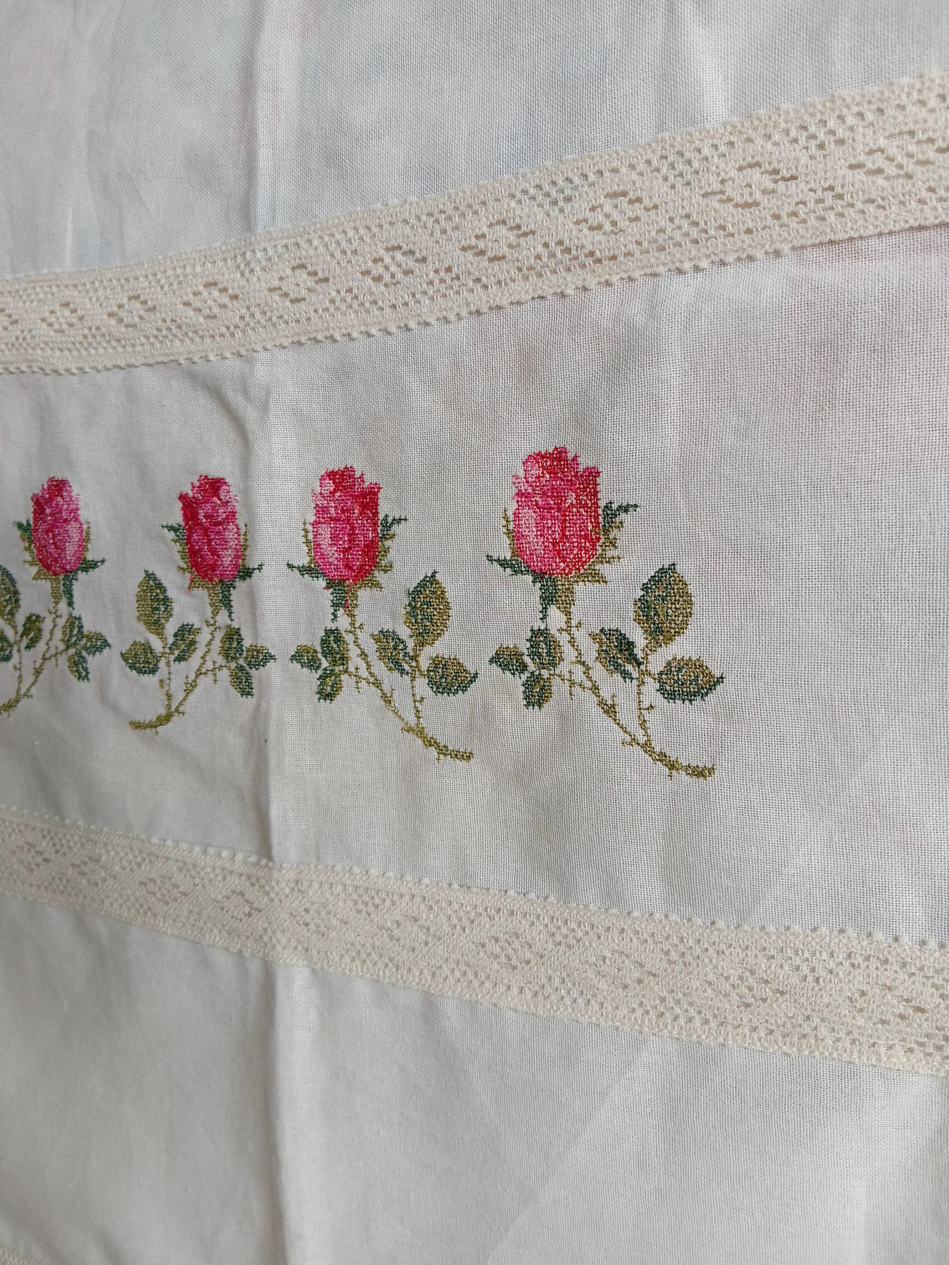 Floral Cross Stitch Embroidered Sofa Back / chair back Cover Set 3+2