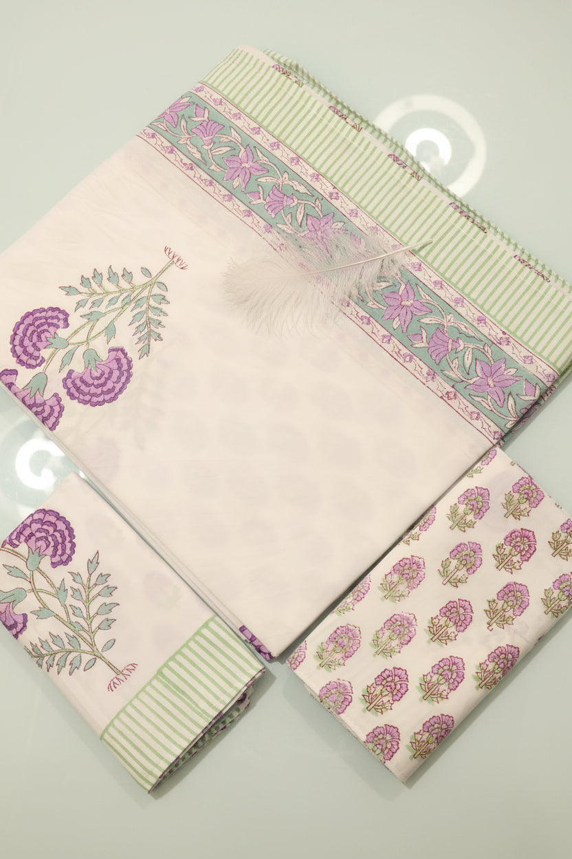 Bedsheets - King Percale cotton handblock bedsheets