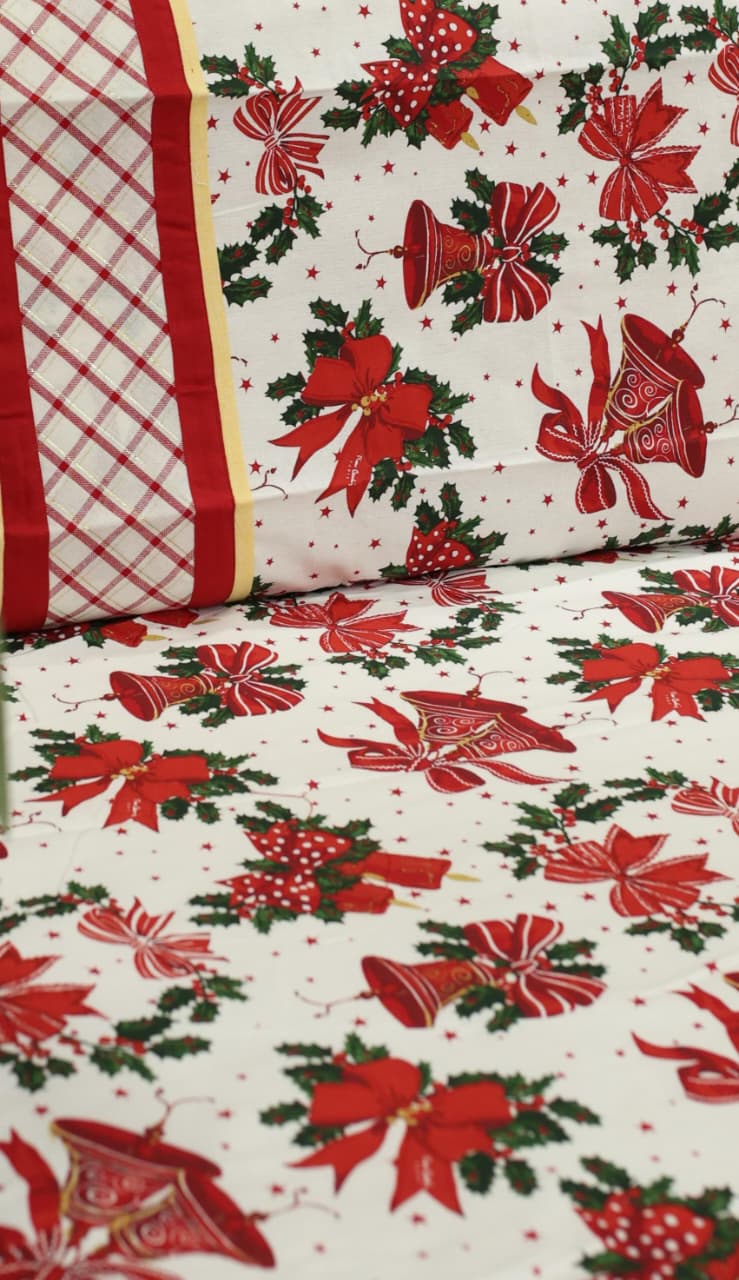 Bedsheets - Queen Premium check floral embroidery  bedsheet Xmas theme edition