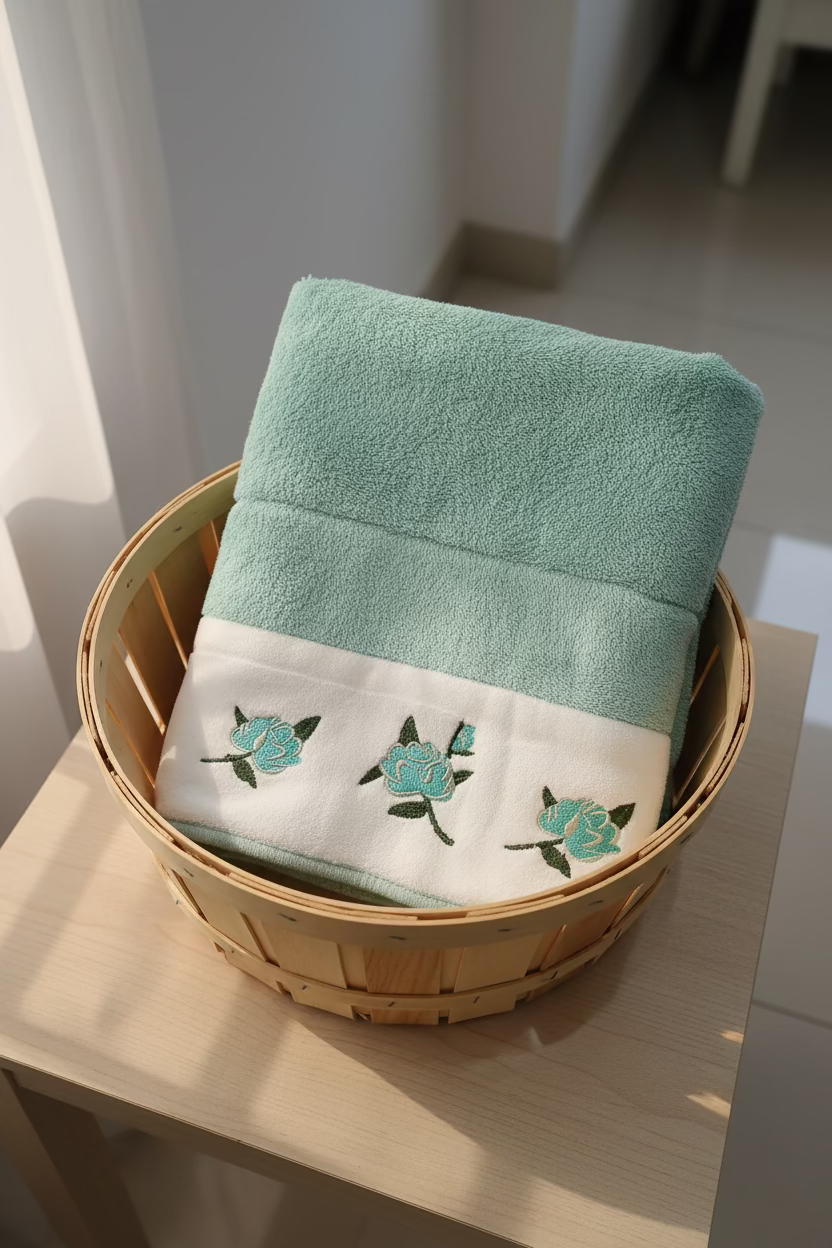 Premium Floral Embroidery Plush Bath Towel – opal (54" x 27")