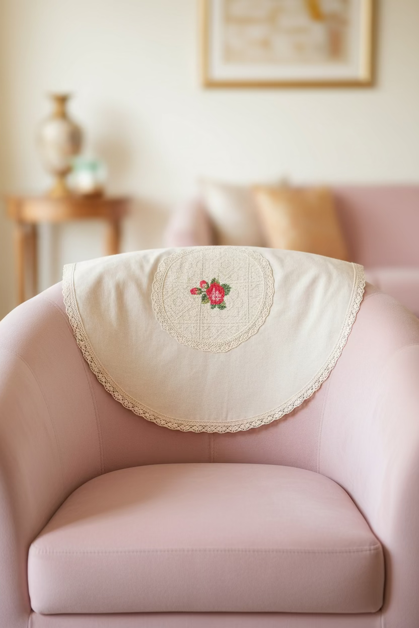 Chair back / sofa back - cross stitch embroidery 5 seater Cottage Rose Collection