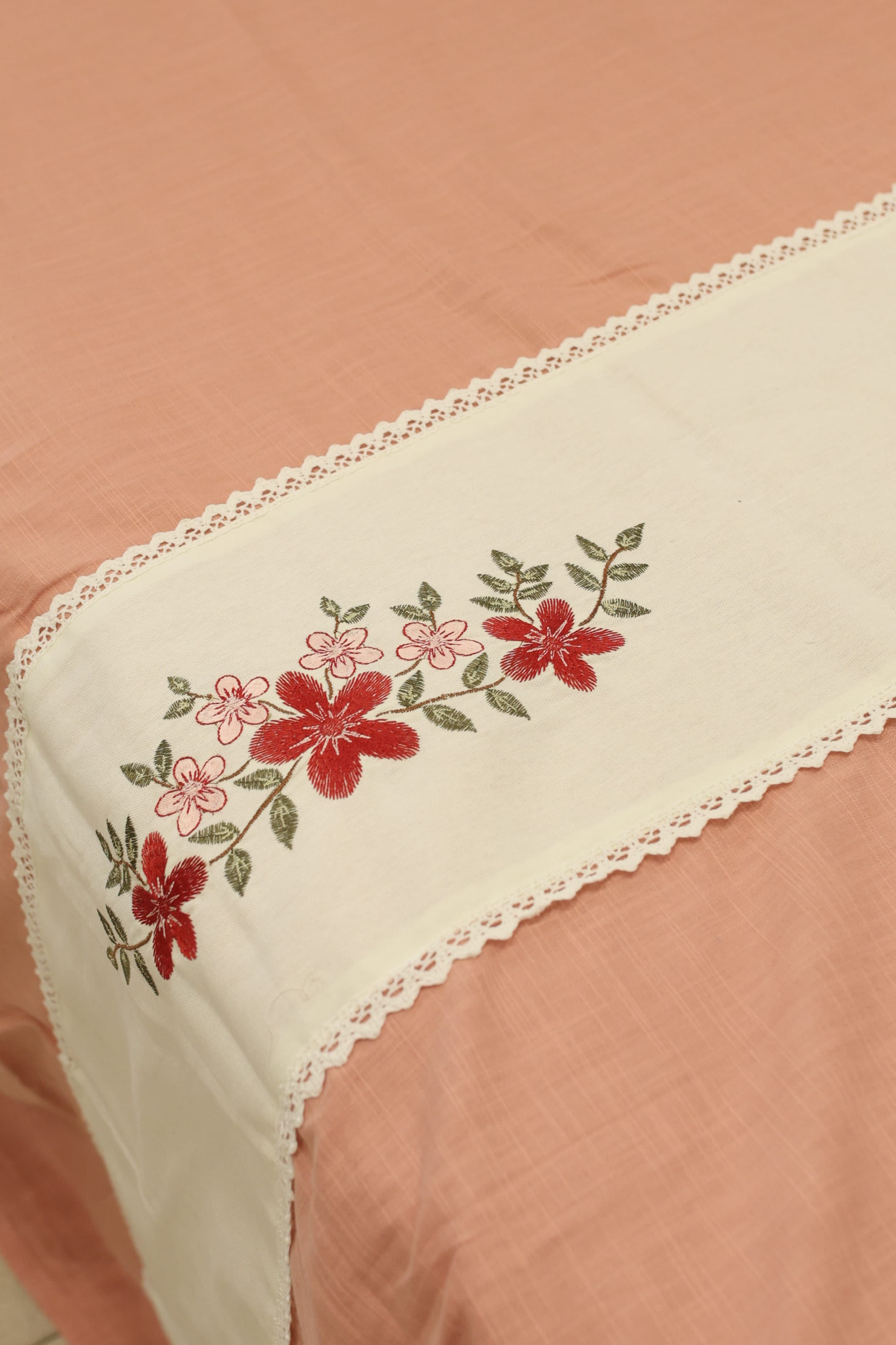 Bedsheets - King premium machine embroidery bedsheets lace bedsheets