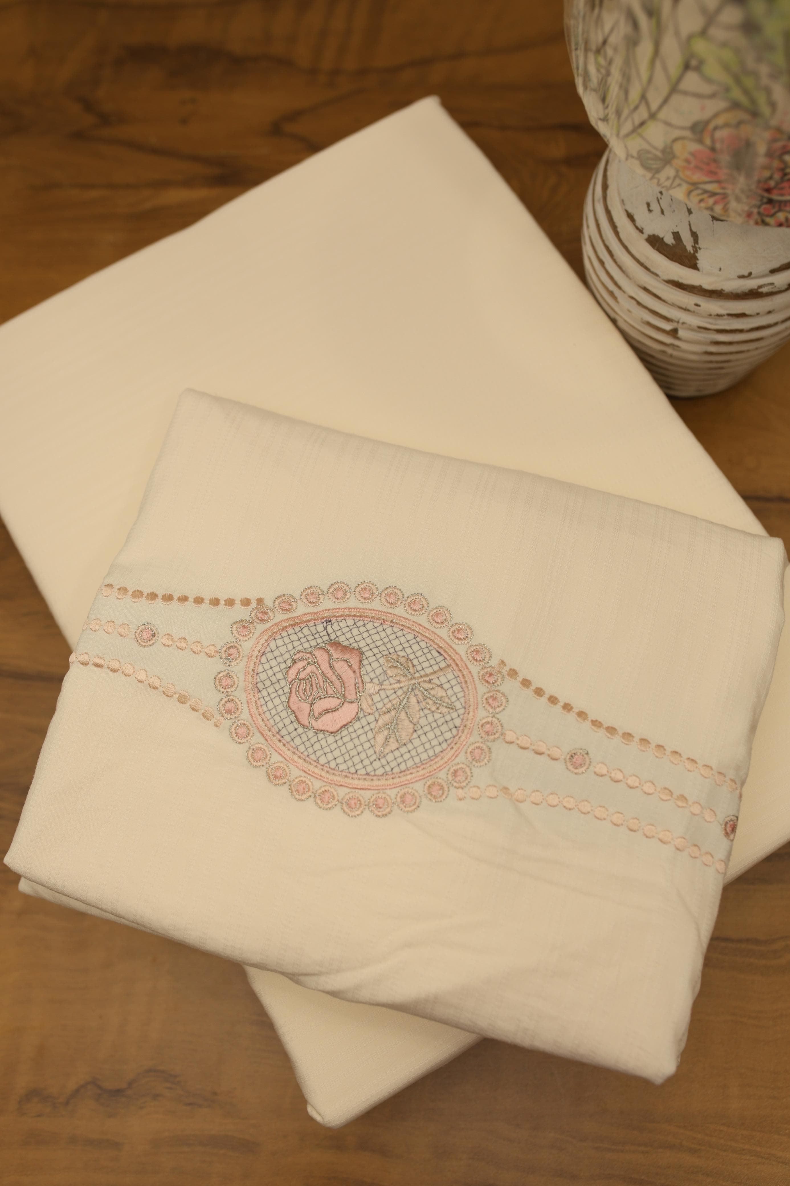 Bedsheets - Queen Premium Embroidery Bedsheet – Blush Rose Solid