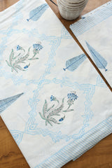 Bedsheets - Queen percale cotton handblock white lily bedsheets
