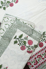 Bedsheets - King percale cotton handblock soft lily  bedsheets