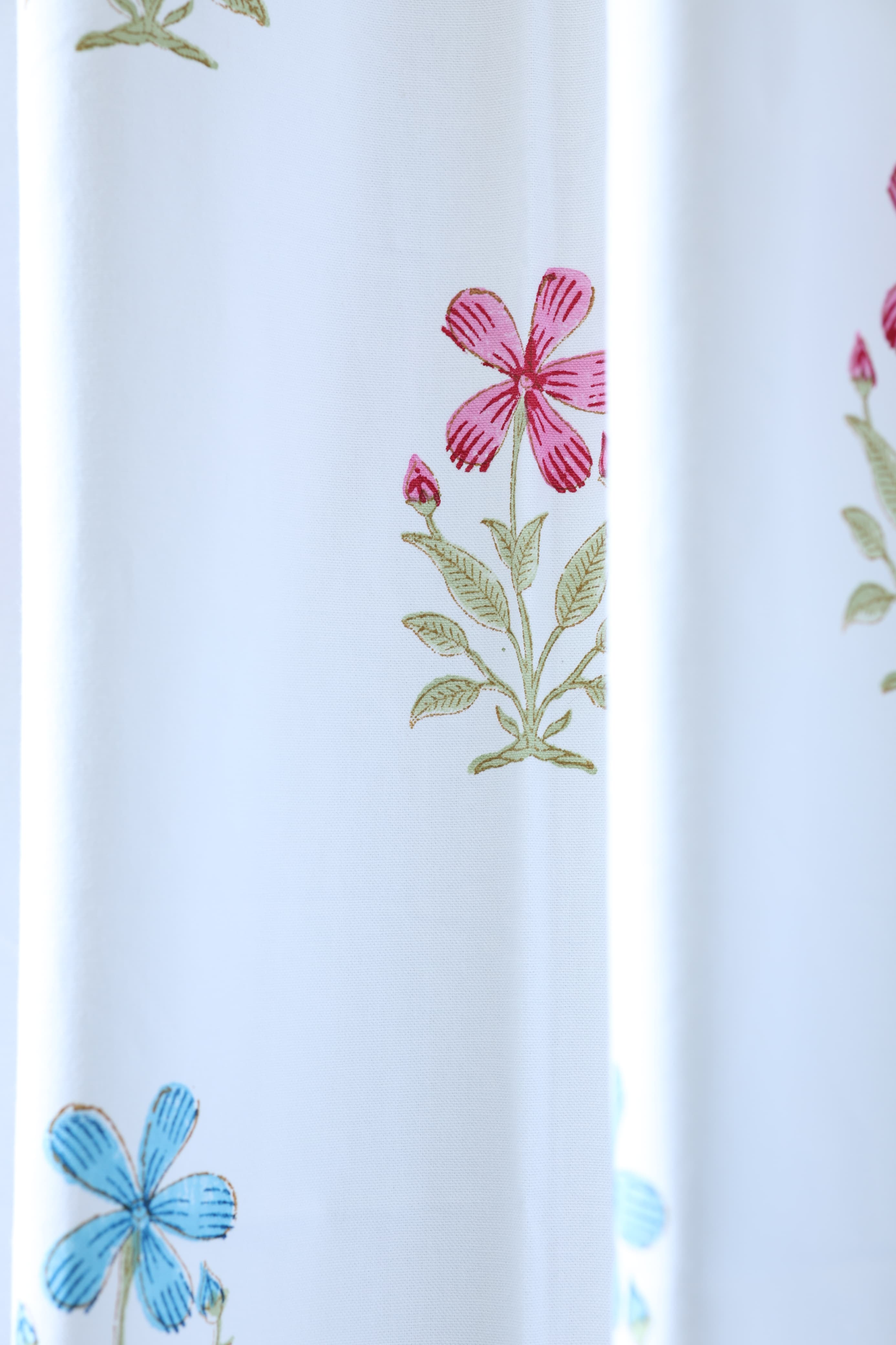 Curtains - Handblock printed curtains white base