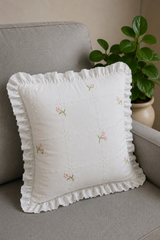 Cushion covers - Embroidery white meadow petals 16*16 inches