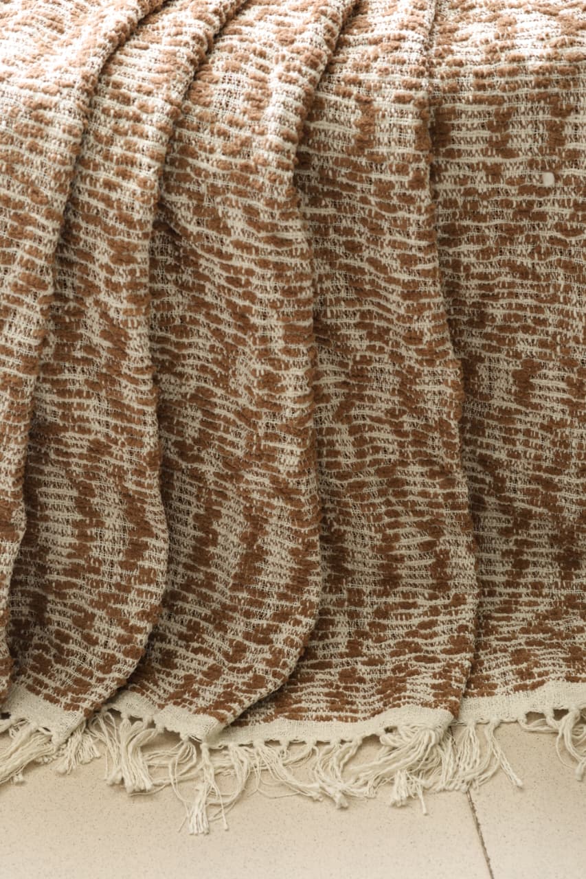 Textured Woven Cotton Sofa Throw