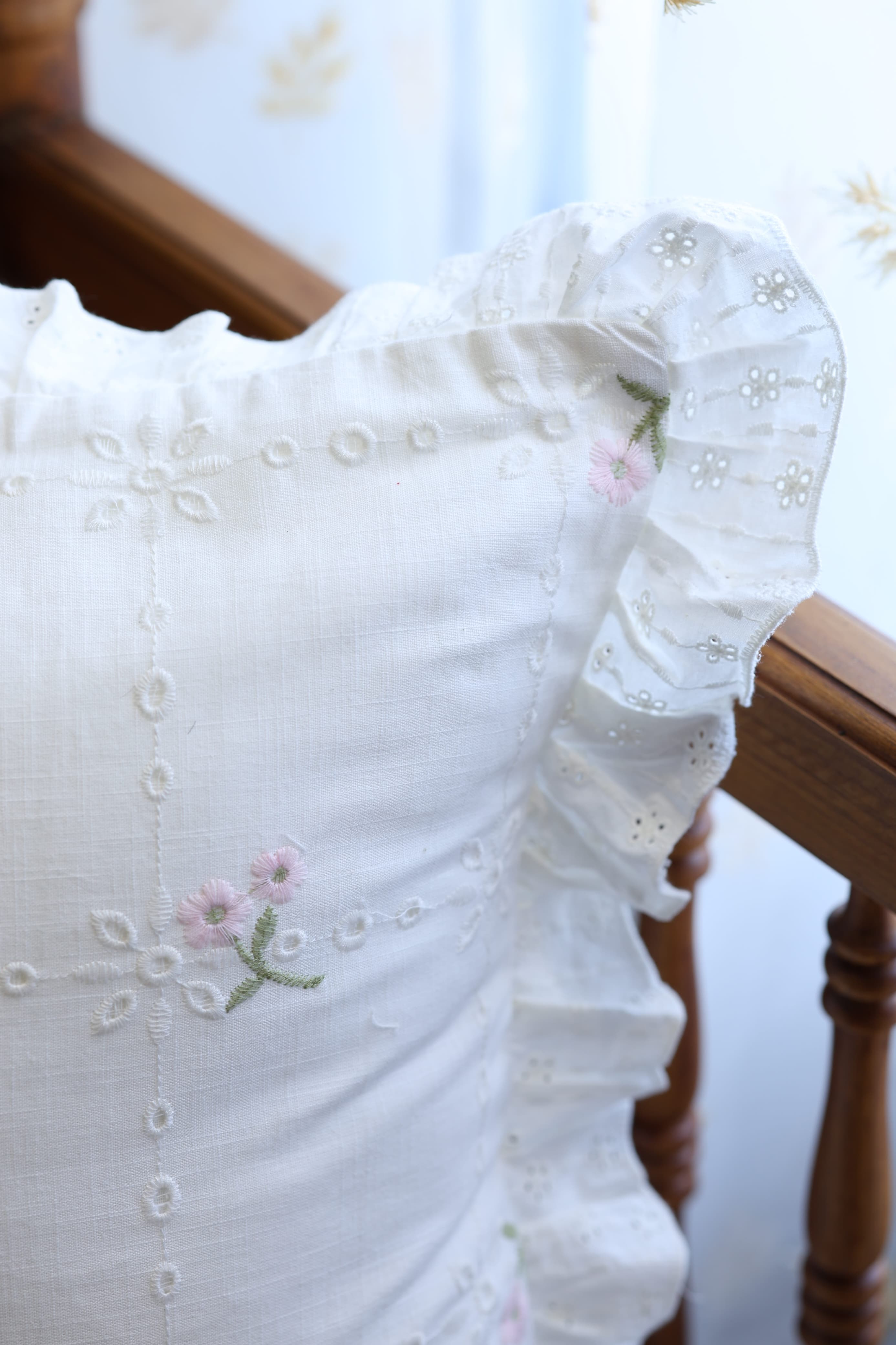 Cushion covers - Embroidery pink meadow petal 12*12 inches