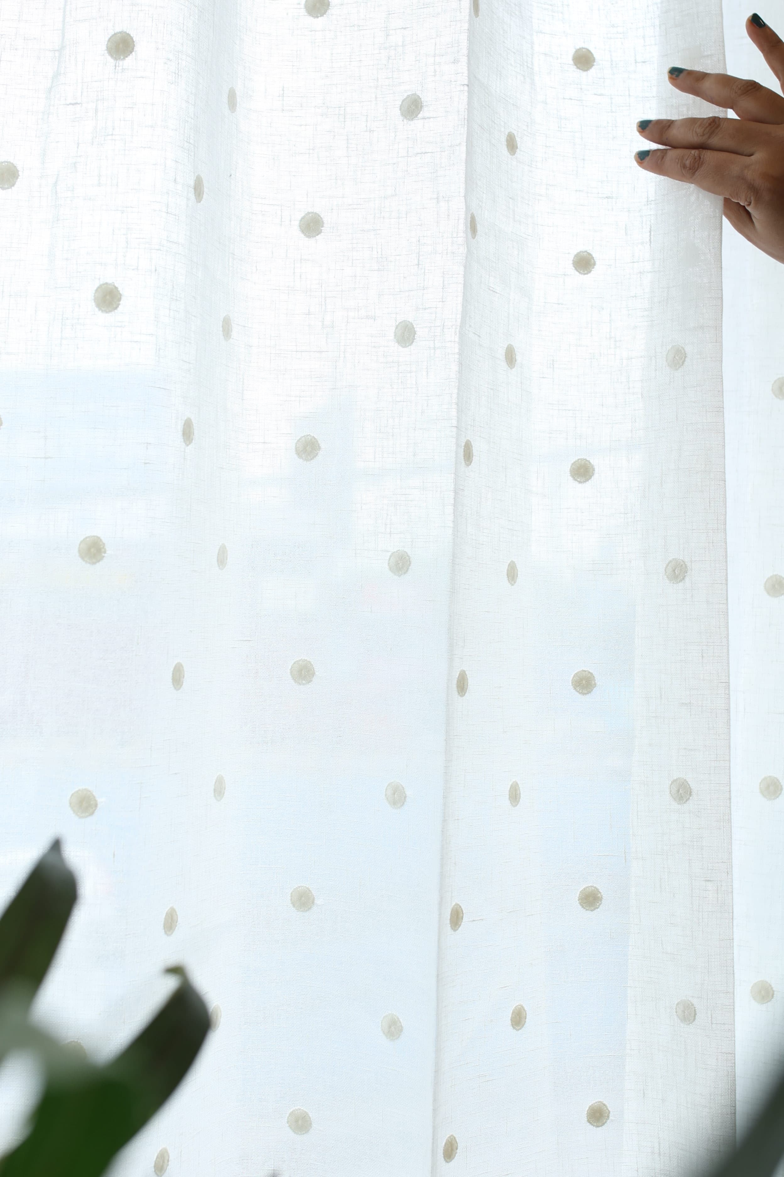 Mocha Dot Premium Embroidery Sheer Curtains (Prebooking )