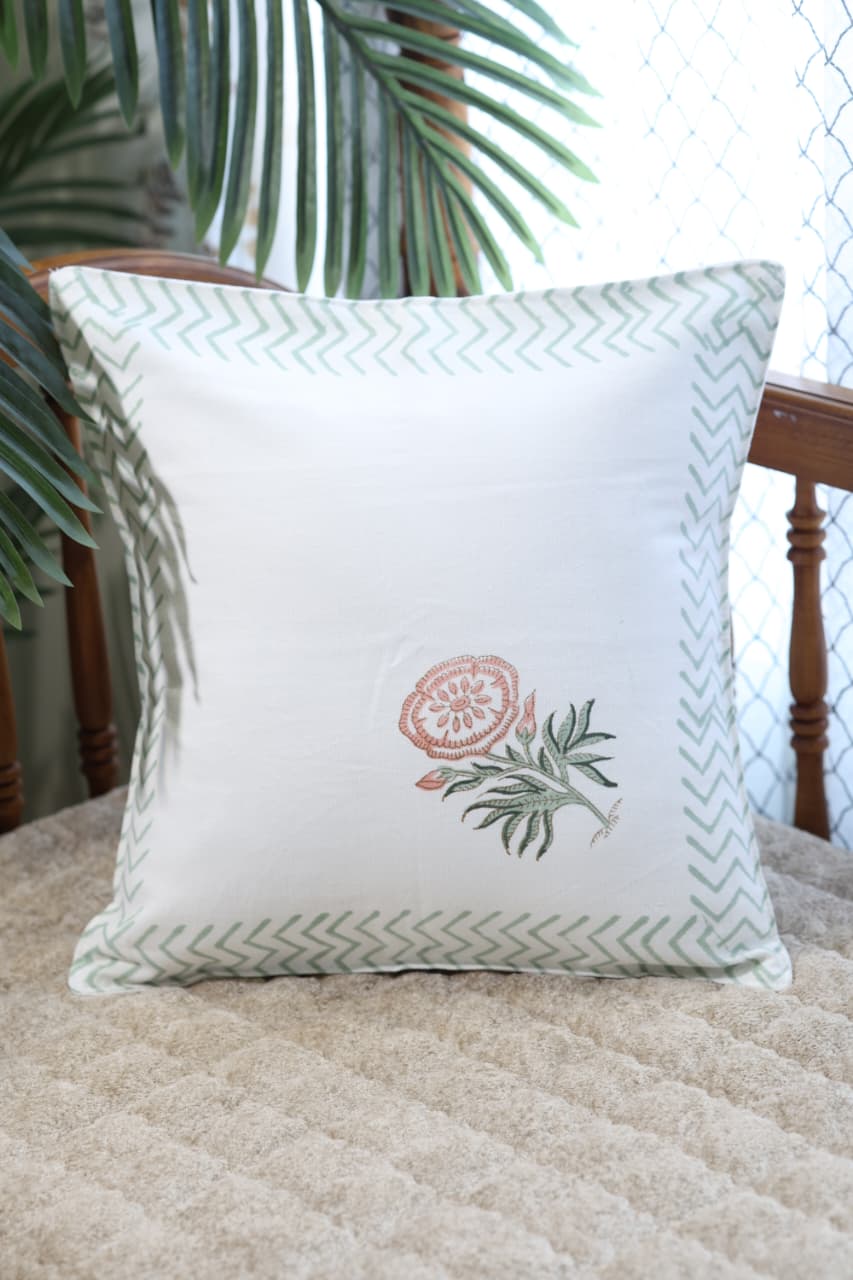 Handblock cushion cover 16×16 inches