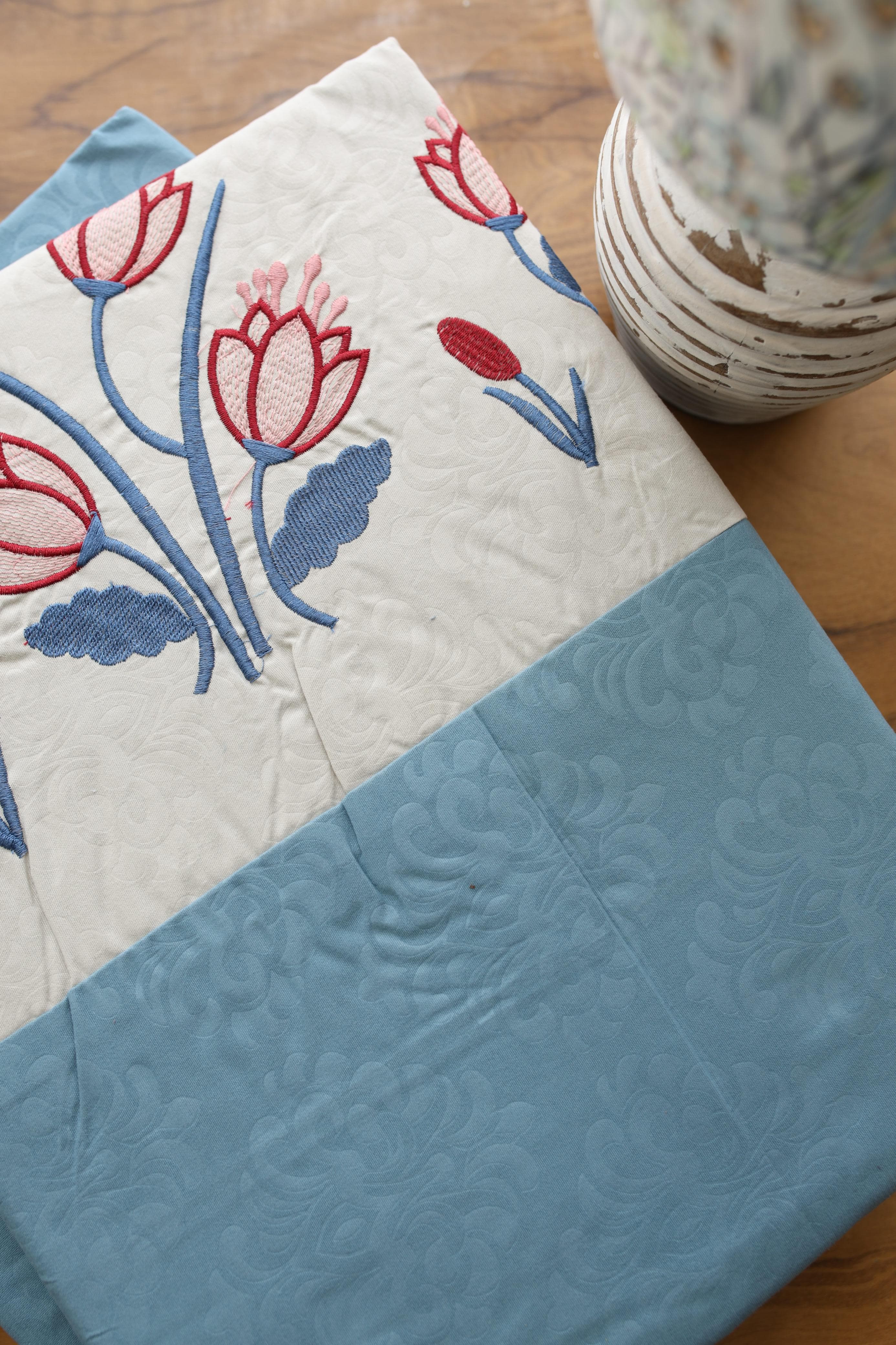 Elegant Floral Embroidery King Bedsheet Set Caspian