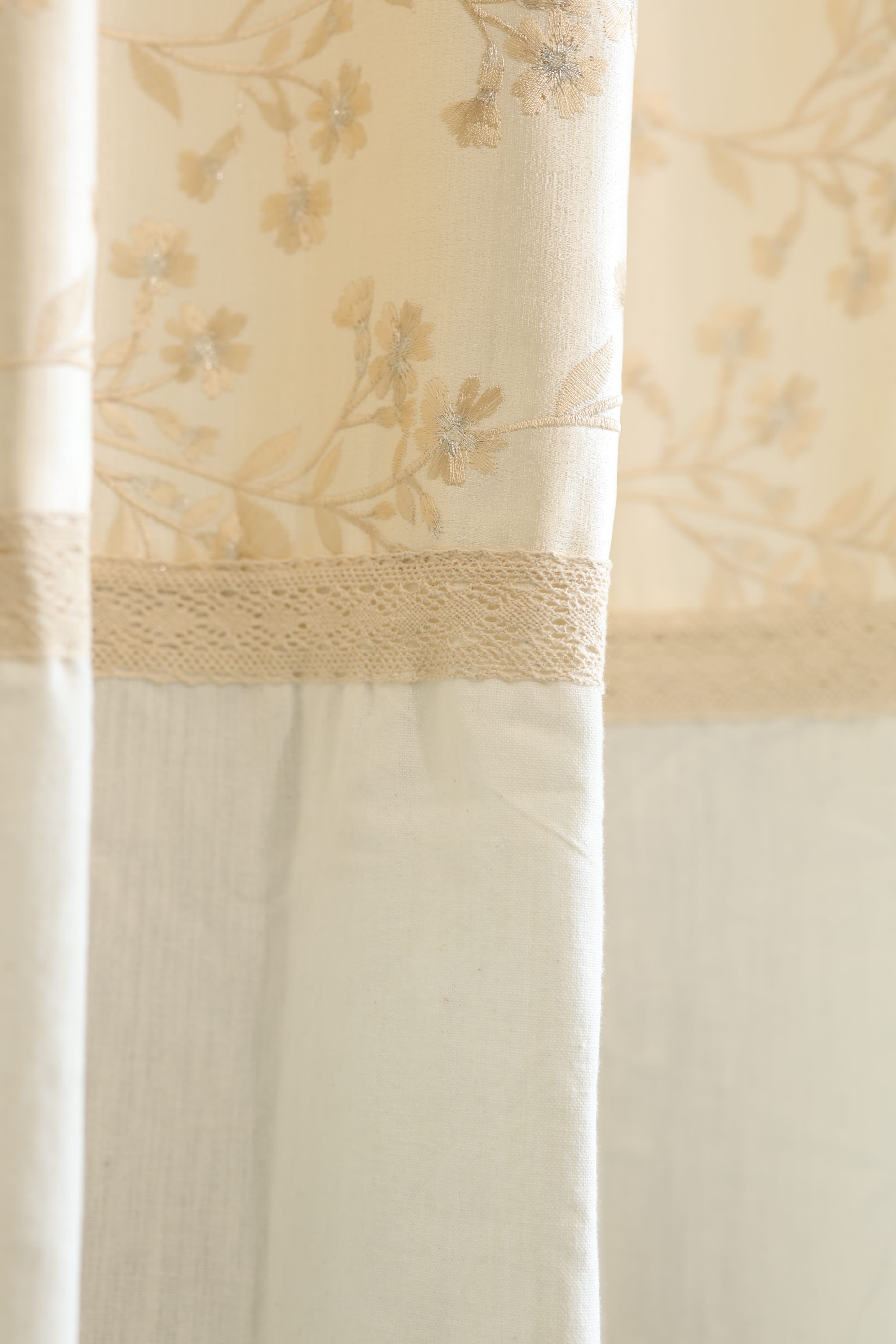 Curtains - Embroidery designer opaque curtains Vanilla leaves