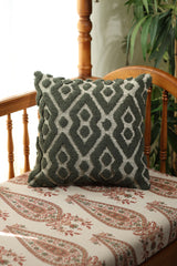 Dark Green Geometric Tufted Cushion Cover