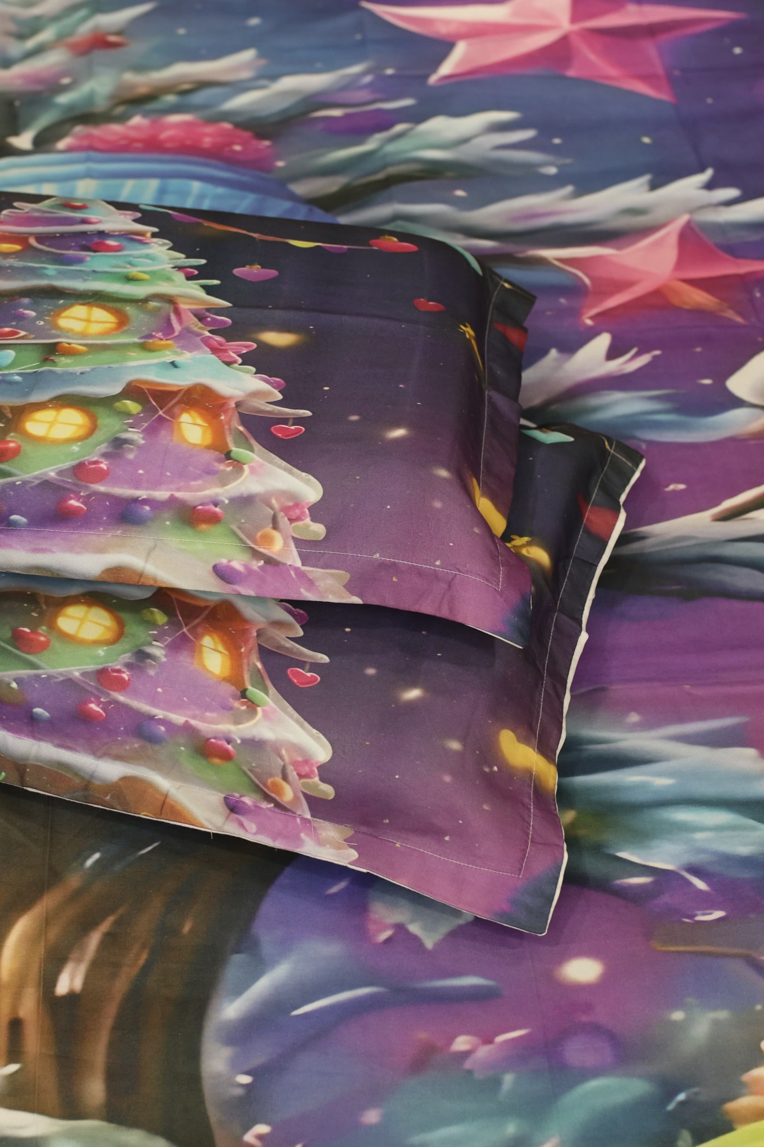 Christmas 7D Panel Print King Size Bedsheet Set - Xmas edition