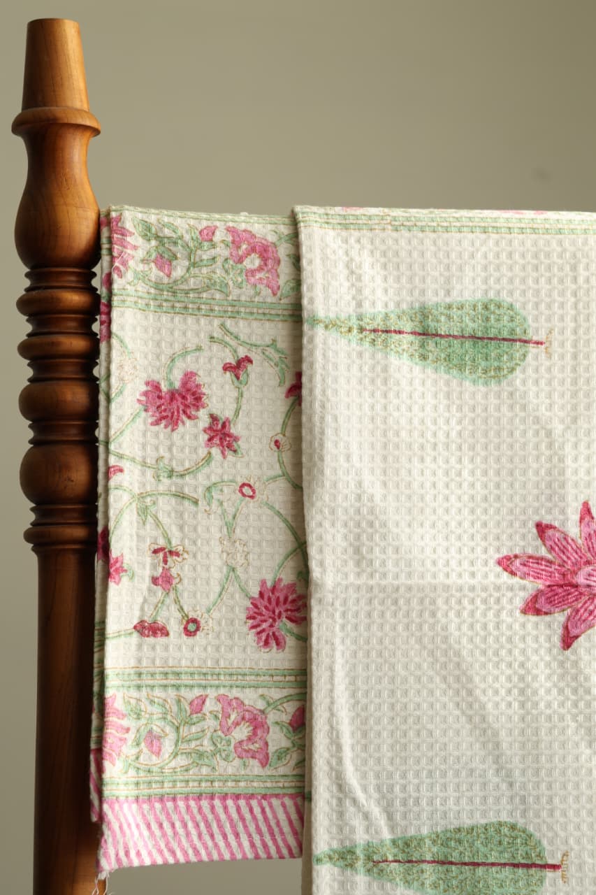 Towels - Waffle Handblock print Towel Set