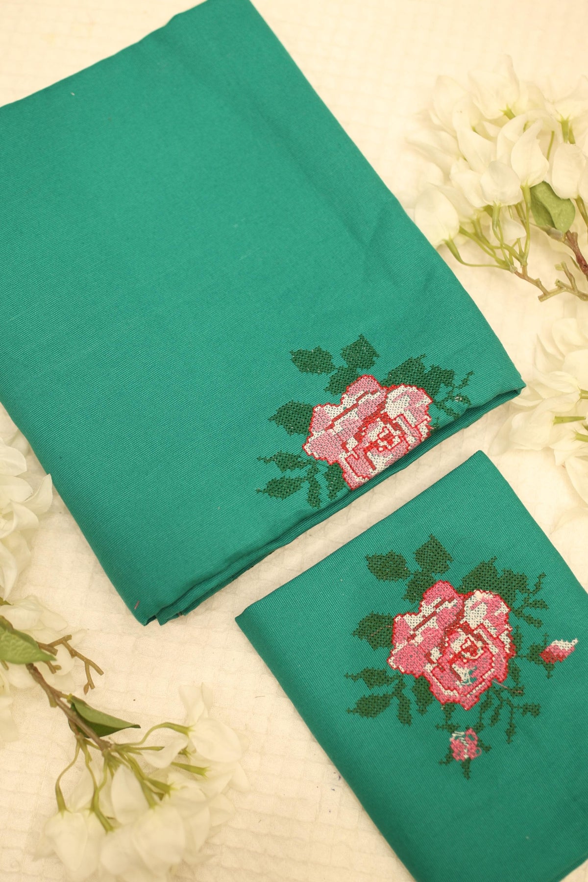 Bedsheets - Single Cross stitch embroidered bedsheets