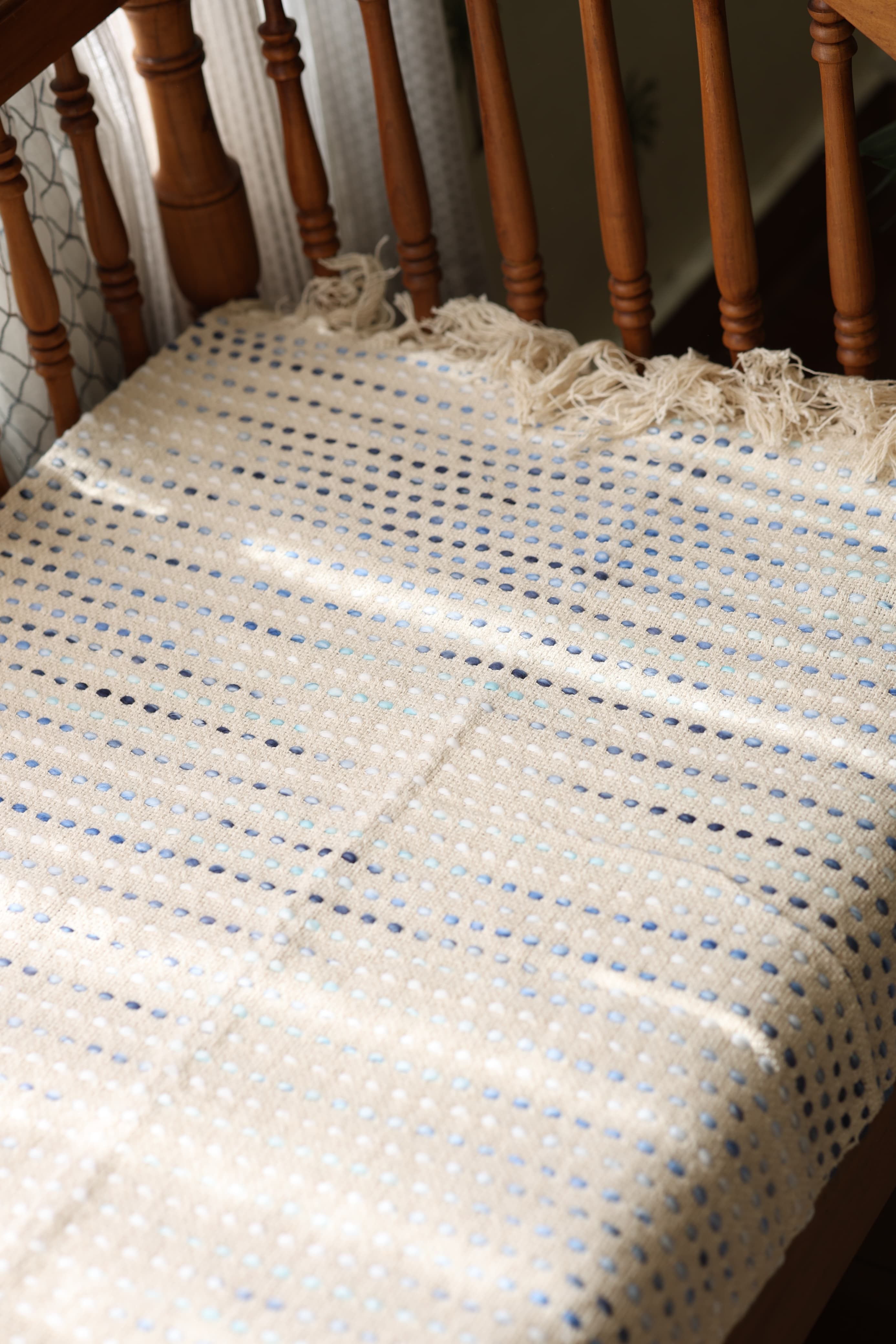 Handwoven Jute Polka Dot Sofa Throw