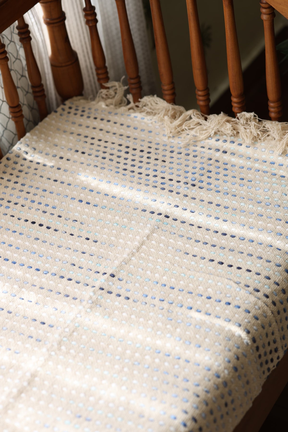 Handwoven Jute Polka Dot Sofa Throw