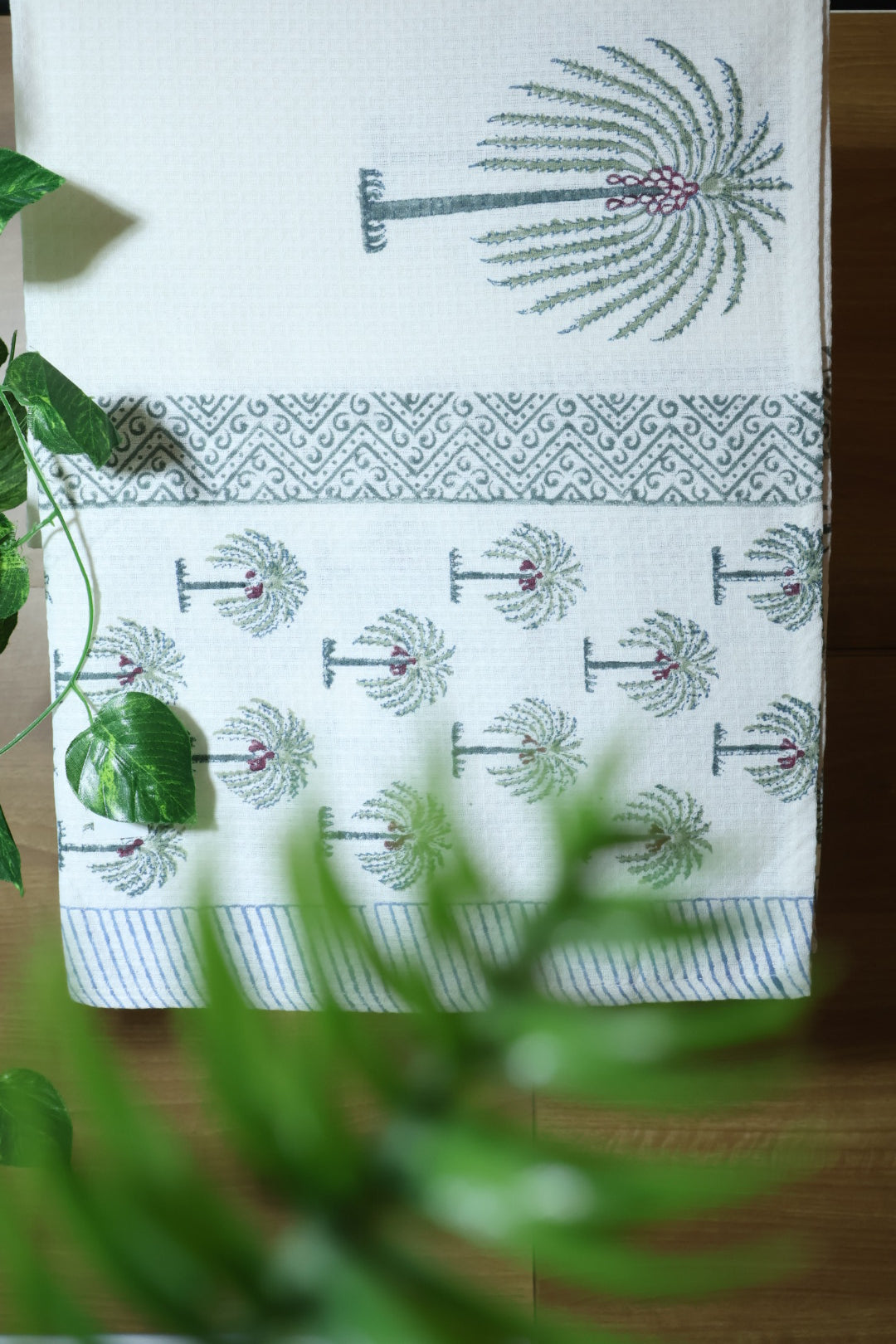 Handblock waffle towel