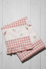 Bedsheets - Queen Premium check floral embroidery  bedsheet