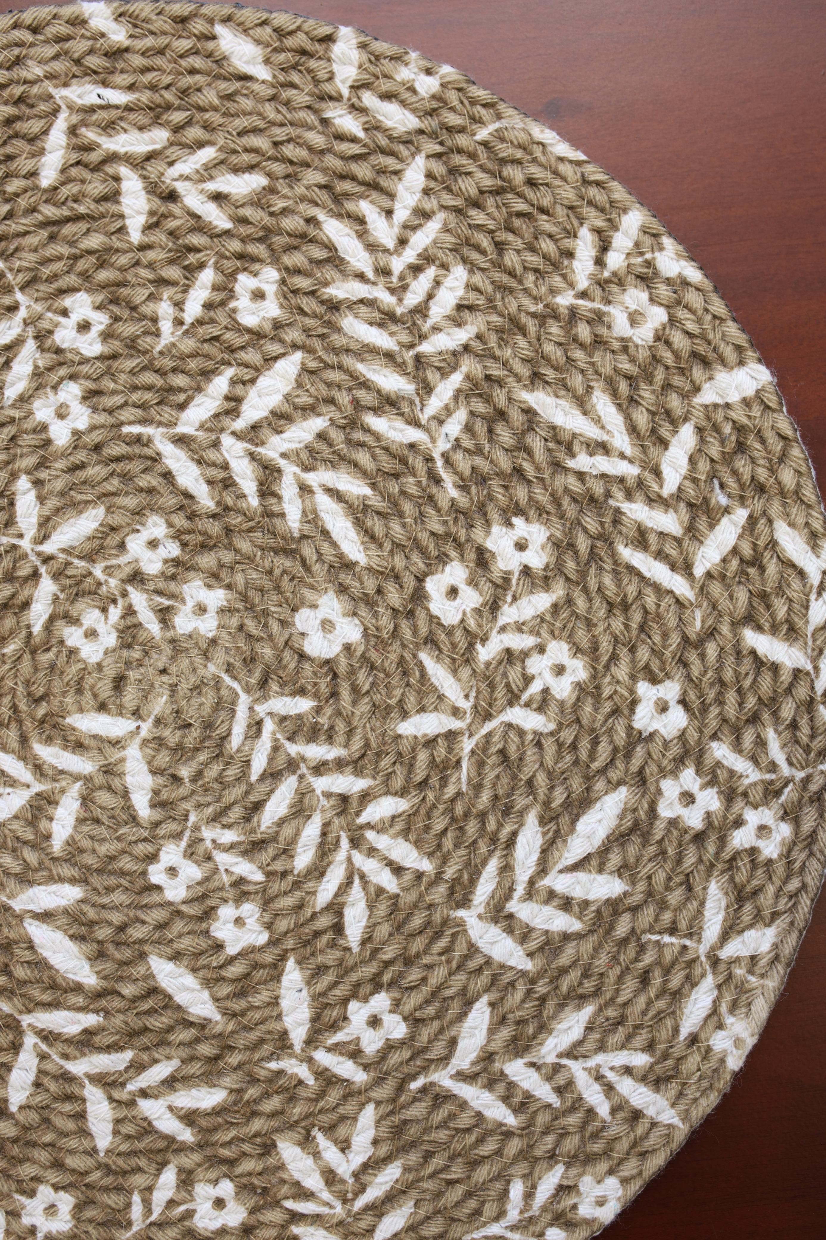 Floral Block Print Placemat / Table Coaster (14 Inch)