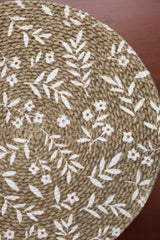 Floral Block Print Placemat / Table Coaster (14 Inch)